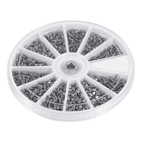 600 Pcs Stainless Steel Screws And Nuts Set In 12 Kinds For Watches And Glasses M1 To M1.6 Full Thread Plastic Box