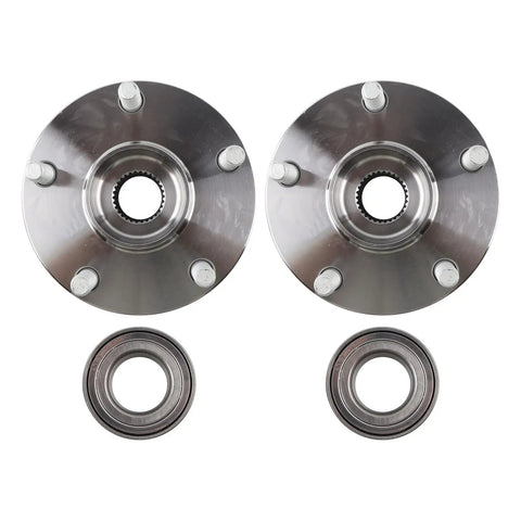 2 Pack Front Wheel Hub Bearing Assembly With 5 Lug Bolts Without ABS For 2004 To 2017 Avalon Camry Highlander Solara And Lexus ES RX Models Ready To Install, showing two hub assemblies and bearings on white background.