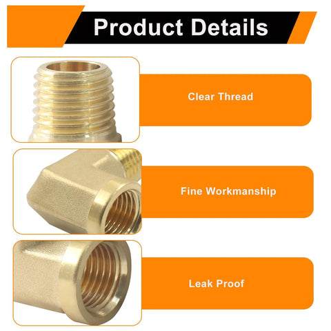 Aoserge 2-pack brass 90-degree barstock elbow fittings, 1/4in NPT male to 1/4in NPT female, forged plumbing connectors