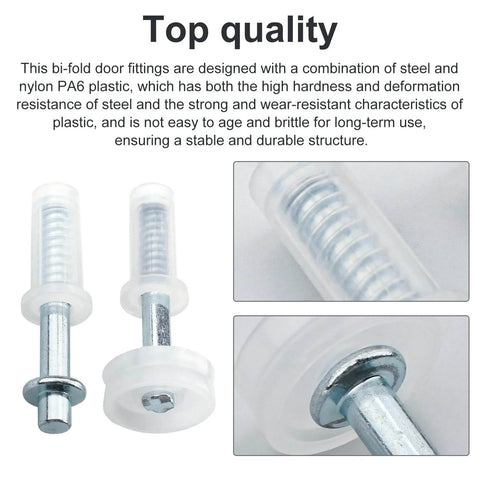 2 Pack Bi Fold Door Hardware Top Pivot And Guide Wheel Replacement Kit For N7266 Style Bi Fold Doors, Easy Install