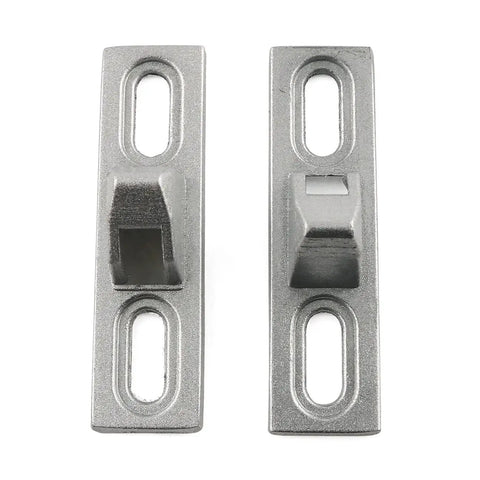 Sliding Glass Door Keeper Set, 2 Pieces With 4 Screws, Die Cast Zinc Chrome Plated, Corrosion Resistant And Durable, 2 parts shown