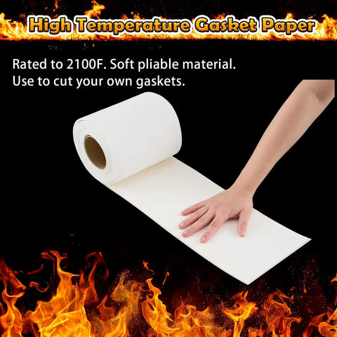 Roll of high-temperature gasket paper, 0.125 in thick, white ceramic fiber for custom gaskets