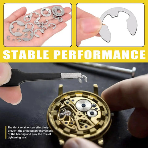 Stainless Steel Internal Tooth Star Lock Washers And E Clip Assortment Set For Metric Sizes M2 To M12 with E Clip on Watch