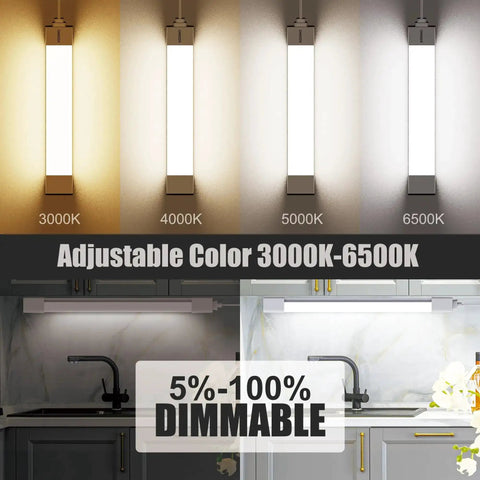 Under Cabinet Lights With Plug That Dim From 3000K To 6500K, 1500 Lumens, 15W, Wireless Control Panel And Remote, 16 Inch Length