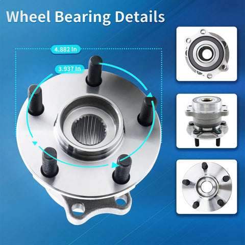 Rear Wheel Bearing And Hub Assembly Replacement 512518 Fits Crosstrek Impreza Forester And XV Crosstrek With ABS And Five Lug Pattern Drop In Replacement Hub Unit For Smooth Handling And Quiet Ride, showing details and dimensions.