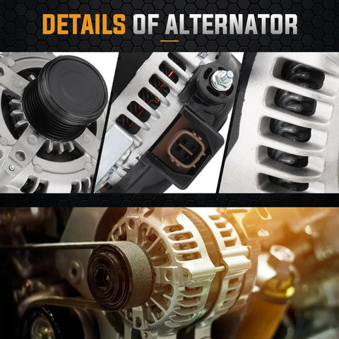 Close-up details of Drop-In 12V 100A Alternator Replacement for 2007-2013 Toyota Camry 2.4L, Corolla, Matrix, Scion xB.
