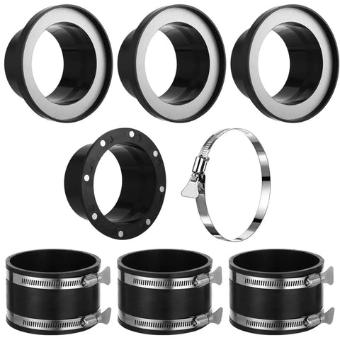 8 Piece Adsorptive Dust Collection System For 4 Inch Shop Vac Hoses One To Multi Starter Kit With Adsorptive Port Connector And 3 Couplers Quick Secure Dust Hose Setup For Woodworking Machines components displayed.