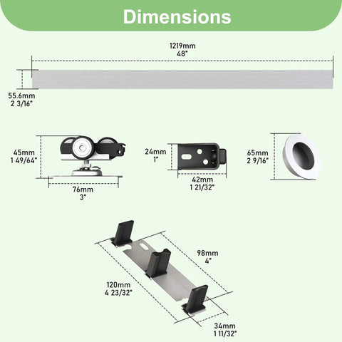 Dimensions of 4 Ft Aluminum Bypass Barn Door Hardware Kit With Double Closing Sliding Closet System Heavy Duty Finger Pull Included