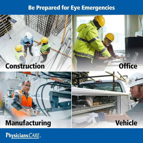 Be prepared for eye emergencies in construction, office, manufacturing, and vehicle settings, featuring skilled professionals.