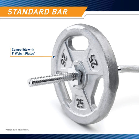 Threaded Chrome Curl Bar With Collars For All Standard Plates 48 Inch Heavy Duty Steel Build For Serious Beast Mode Weightlifting