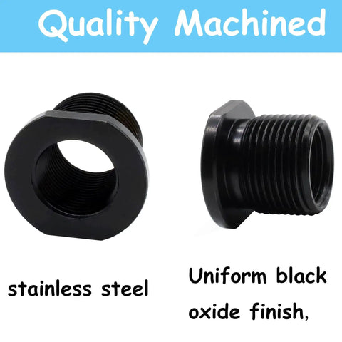 Thread Protector 1/2x28 To 5/8x24 With Crush Washer Steel 2 Pack showing front black oxide finish