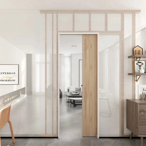 Installed 5ft pocket door using Commercial Grade Pocket Door Hardware And Track Set For 5 Foot Doors, 56.7 Inch Aluminum Box Track