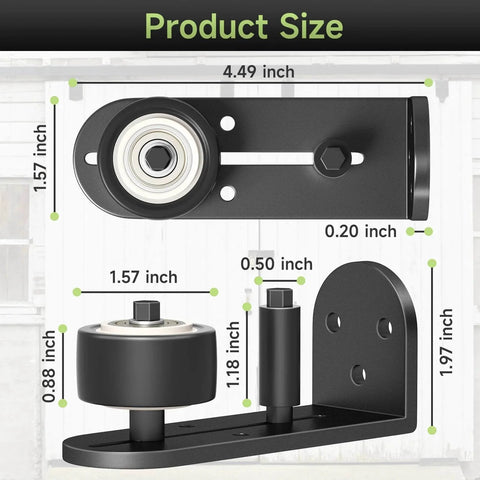 2 Pack Sliding Barn Door Floor Guide Set With Quiet Bearing And Adjustable Rubber Rollers, Rustproof Aluminum Floor Track, Flush Bottom, Round Edge Design