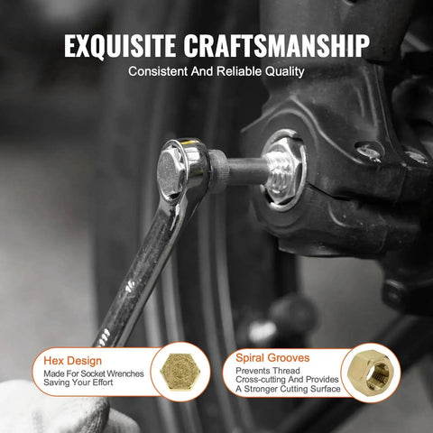 Mechanic using the Premium 61 Piece Thread Restorer Kit With UNC UNF And Metric Thread Chaser Set Includes Thread Files and Storage Case Heat Treated Steel For Mechanics and DIY Enthusiasts For Everyday Shop and Field Work VEVOR on a bolt