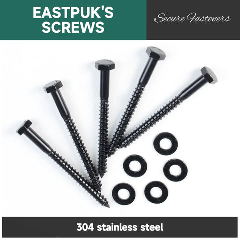 Beefy 128 Piece One Quarter Inch Hex Lag Screws Set In 304 Stainless Steel With Washers And Socket Kit for woodworking and decking