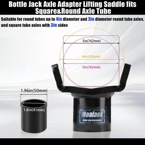 Heavy Duty Bottle Jack Adapter For Twelve Ton And Twenty Ton Jacks, Tough As Nails Axle Lift Saddle For Three Inch Round Axles And Three Inch Square Tubes