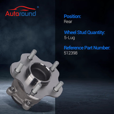 Rear Wheel Bearing And Hub Assembly For Nissan Rogue 2008 2009 2010 2011 2012 2013 Rear FWD And Rogue Select 2014 2015 With ABS 5 Lug Upgrade Kit Built For A Smooth Quiet Ride And Easy Install 43202JG01A 512398