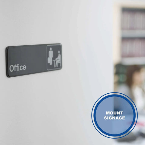 Office sign mounted with VHB 5906 Permanent Bonding Tape 0.006 in Thick Black Conformable Foam Double-Sided Mounting Tape Roll 1 in x 15 ft