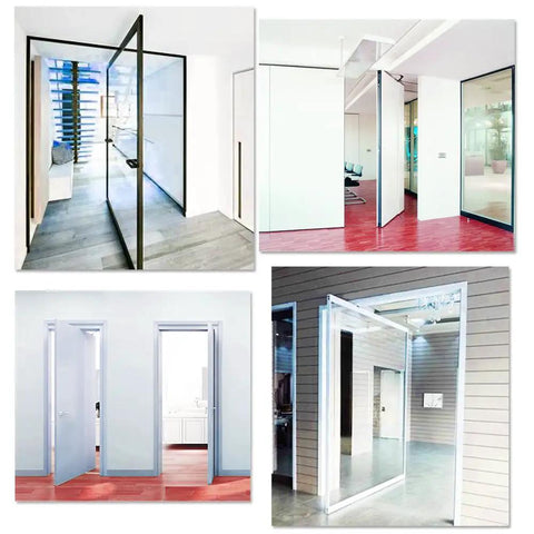 Heavy Duty 6 Inch Pivot Hinge With 360 Degree Rotation Concealing Up Down Shaft Middle Core Stainless Steel Black Finish Door Hinge 2 Pack Ideal For Interior And Exterior Doors Built To Last installed on glass doors.