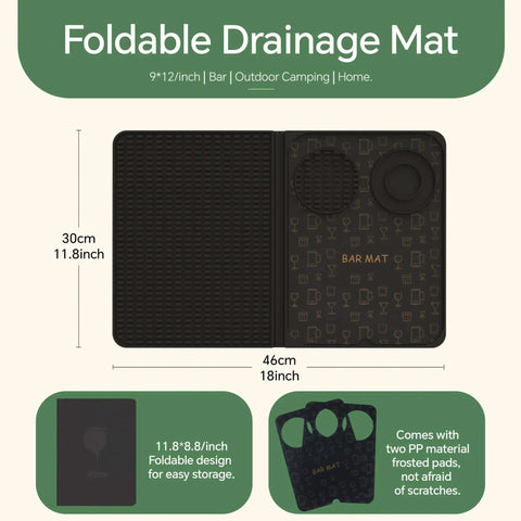Multifunctional Folding Bar Mat for Home Bars and Travel Silicone Cocktail Prep Mat With Cutting Board Drip Tray And Countertop Protection