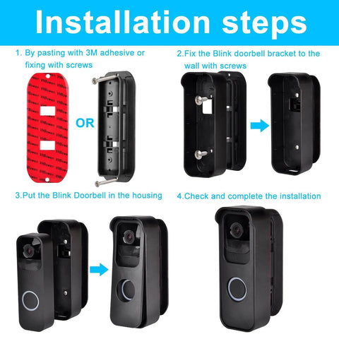 Step-by-step installation for Adjustable Angle Mounting Bracket For Video Doorbell 2021 Black No Fuss Easy Install
