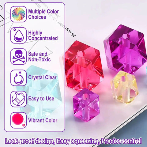 48 Vivid Epoxy Resin Pigment Set With 6ml Tubes For Highly Concentrated Translucent Dye Perfect For Art DIY Jewelry And Crafts