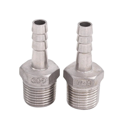 DERNORD stainless steel hose barb to 1/2 inch NPT male fittings, 3/8 inch barb, pack of 2