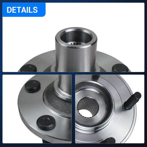 Front Wheel Hub Bearing Assembly Pair For Ford Escape 2001-2012, Mazda Tribute, close-up showing 5 lug design and metal flange