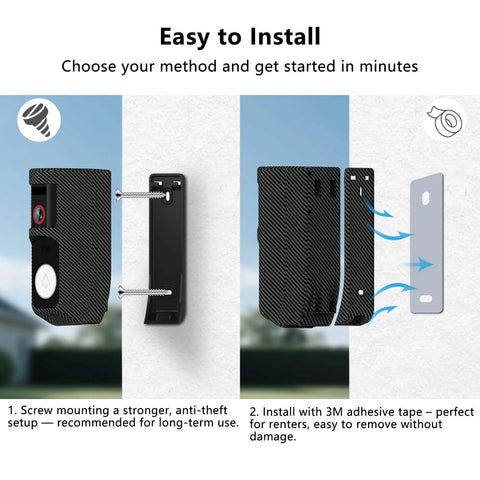 Installation methods for Wireless Video Doorbell With Chime And HD Camera, Long Battery Life, 92 Degree Wide View And Pan, AI Motion Detection