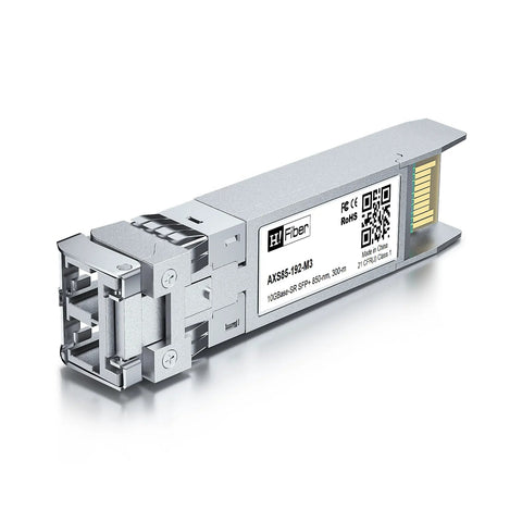 H!Fiber 10GBase-SR SFP+ MMF transceiver module with LC connector; 850nm, 300m, DDM, metal housing