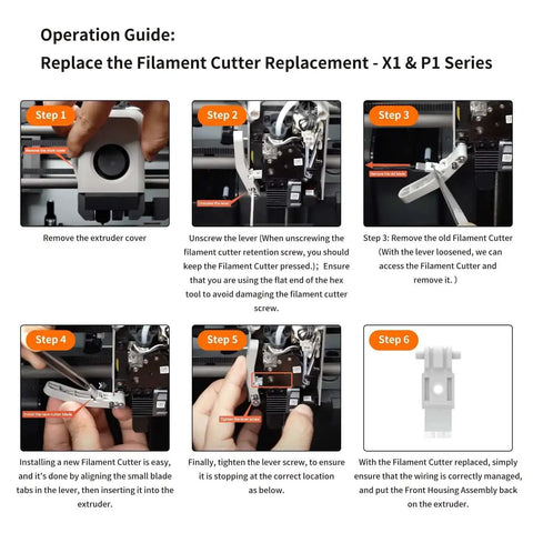 Step-by-step guide on replacing filament cutter in AMS Series 3D printers using the 9-Piece Drop-In Filament Cutter Replacement Kit