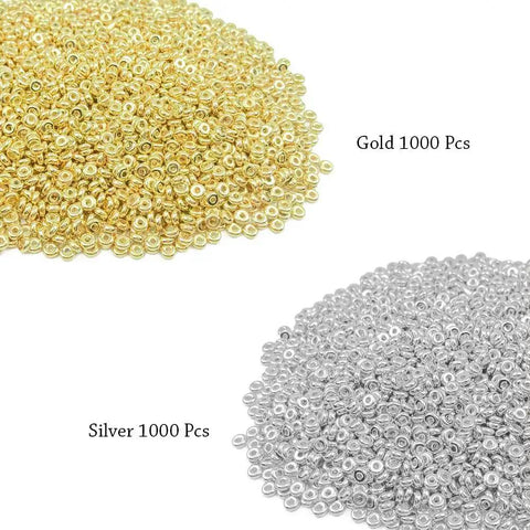 2000 Pcs 4mm Flat Round Disc Spacer Beads For Bracelet And Necklace Making, Silver And Gold Tone CCB Spacers, 1.2mm Hole