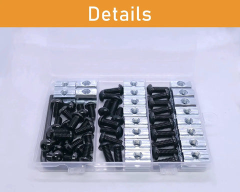 All In One M6 T Nut And Screws Kit For 1010 Aluminum Extrusion 40 M6 Socket Cap Screws In 12 14 And 16mm 96 Sliding T Nuts black case