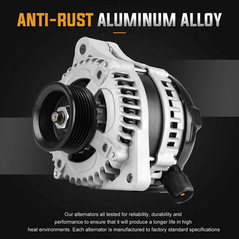 130 Amp 12V 6 Groove Pulley Alternator Replacement For 3.5L Honda Pilot 2012 2013 2014 2015 Ridgeline 2012 2013 2014 Odyssey