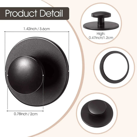 Dimensions of 20 Pack Self Adhesive Cabinet Knobs Mini Pull Handles For Cabinets Drawers Wardrobes And Windows Black Plastic Finish