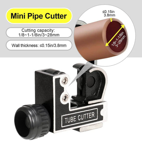 Compact Pipe Cutter Tool For Copper Brass And Aluminum Tubes 1/8 To 1-1/8 Inch 3 To 28 Mm Perfect For Plumbing HVAC And Auto DIY Projects With Easy Twist Wheel And Lightweight Handheld Design By Spurtar