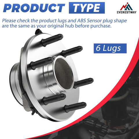 Front Wheel Hub Bearing Assembly 6 Lug With ABS 2 Pack For 2000 2006 Chevy Tahoe And 2001 2006 GMC Sierra 1500 2WD