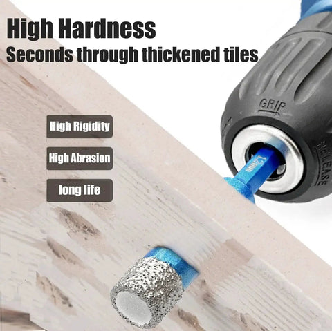 Pro Grade 10 Piece Diamond Hole Saw Set For Ceramic, Tile, Glass, Granite, Marble And Plaster - Brazed Dry Core Drill Bits