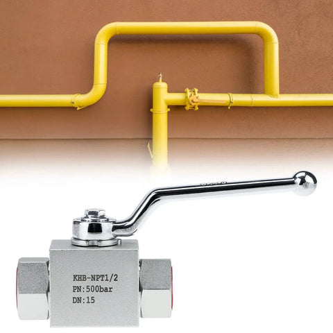 Heavy Duty One Half Inch NPT Hydraulic Ball Valve With 7250 PSI Rating Two Way Shut Off Rugged Built To Last Carbon Steel Construction
