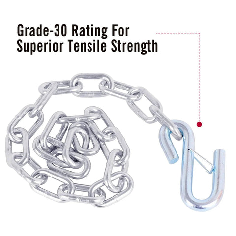 27 Inch Trailer Safety Chain Kit With 5/16 Spring Hook Grade 30 7000 Lb Capacity Zinc Plated SAE Compliant Pack Of 2 coiled view