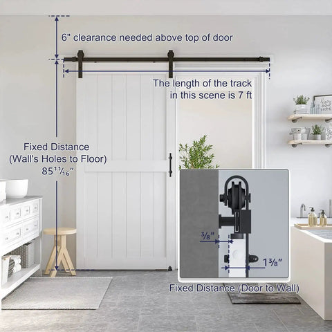 White Primed MDF Sliding Barn Door 40 Inch By 84 Inch With Waterproof PVC Coating Non Bending Construction Ready To Assemble Installed