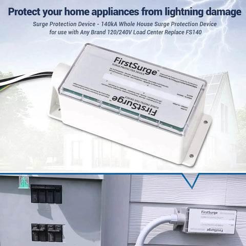 Whole House Surge Protector 140kA Per Phase For 120/240V Load Centers, Works With Any Brand Panels, FS140 Replacement