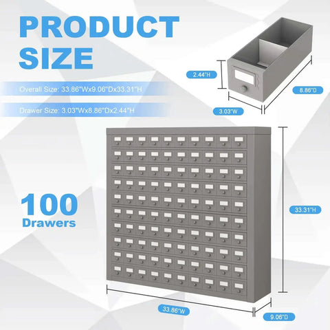 100-Drawer Cold Rolled Steel Storage Cabinet With Divider And 10-Tier Tool Organizer Rack for hardware storage