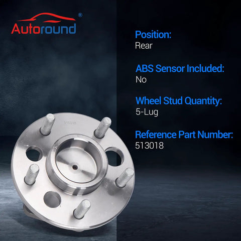 Front view of Rear Wheel Bearing And Hub Assembly Set Of 2 For 5 Lug GM Vehicles Compatible with various models.