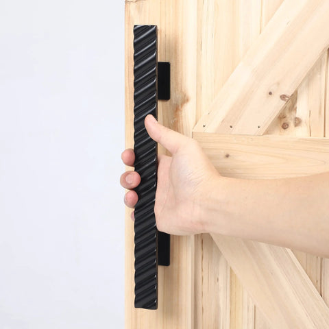 Solid Brass Sliding Barn Door Handles Set, 12 Inch Heavy Duty Two Sided Design For DIY Barn Doors Gates Garages Sheds Furniture Black Finish