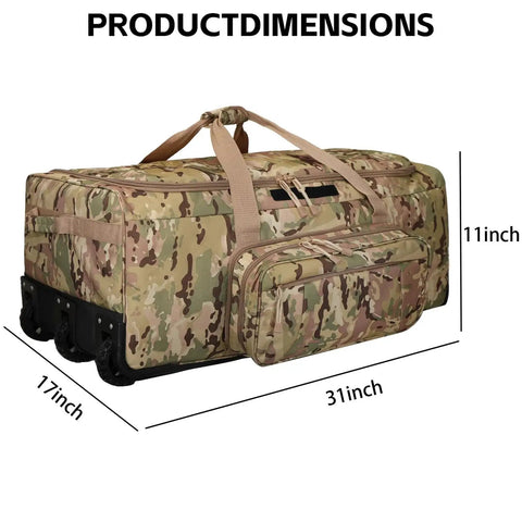 Heavy Duty 120L Three Wheel Rolling Duffle Bag For Travel Camping And Outdoor Adventures With Durable TearResistant Construction