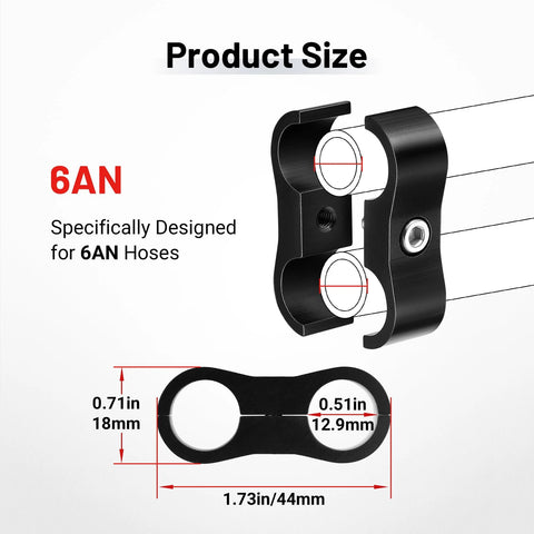 EVIL ENERGY 6AN hose separator clamp, AN6 fuel line mounting clamp, aluminum black, 4-piece set