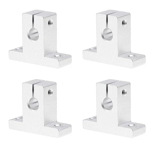 Four SK8 aluminum rail supports for 8mm By 300mm Linear Motion Rod Guide Set with Four SCS8UU Bearings for CNC and DIY Maker Projects.