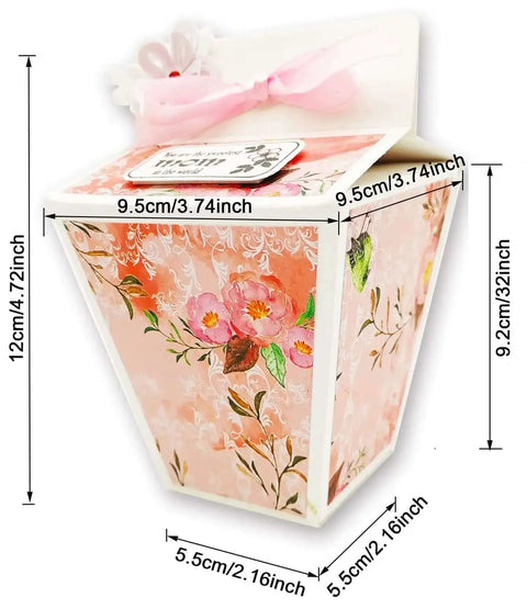 Milk Box Gift Box Die Cut Set For Paper Craft And Scrapbooking with floral design, dimensions noted, side view.