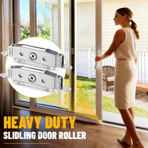 304 Stainless Steel Heavy Duty Sliding Door Rollers Set With Ball Tandem Wheels Bearing for patio glass doors shown in use
